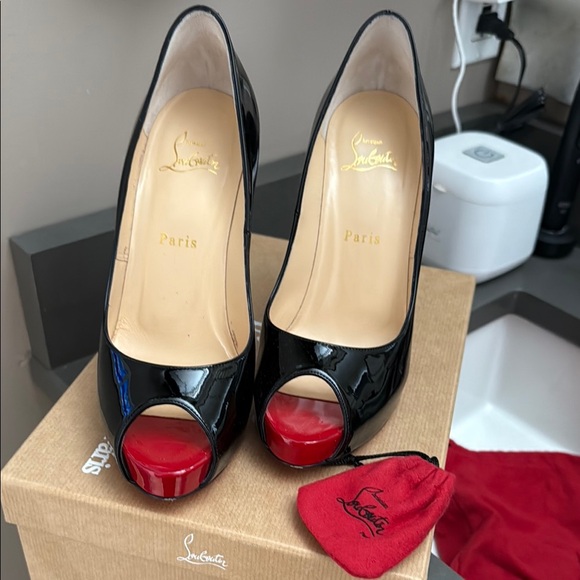 Christian Louboutin Black and Red Stiletto Heels - Picture 2 of 8